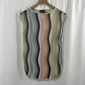 Missoni Wavy Striped Colorful Knit Sleeveless Tank Top Womens Size 44 Designer